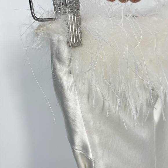 Lovers and Friends | Moira Mini Dress in White Strapless Satin Feather Trim XS - Picture 8 of 13